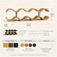 Porte-bouteilles double couche en bois courbé, organisateur de table, style nordique moderne, écologique, durable, en bambou, pour restaurant