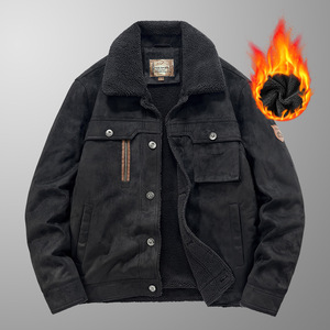 Giacca invernale impermeabile da uomo in pile spessa in poliestere/cotone ecologica Casual con chiusura a bottone frontale a tinta unita - Product Image 4