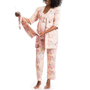 Pijamas de Maternidad de Dos Piezas de Bambú Transpirable y Ecológico, Ropa de Bebé, Conjunto de Mamá y Bebé, Traje de <span class=keywords><strong>Hospital</strong></span>, Pijamas Familiares a Juego - Product Image 4