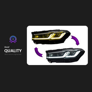 Pour BMW G30 Série 5 2018-2020, ensemble de phares à LED avec accent blanc DRL, feux de croisement quadruples, feux de route hexagonaux, phare Bi-LED - Product Image 4