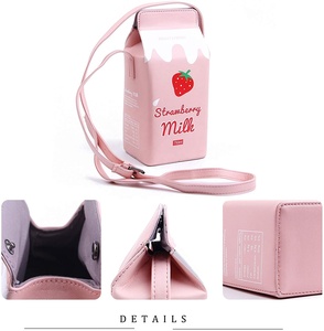 Femmes Unique PU <span class=keywords><strong>sac</strong></span> à main filles Fruits <span class=keywords><strong>banane</strong></span> fraise lait boîte croix corps Mini enfants fête sacs téléphone portable portefeuille sacs à main - Product Image 2