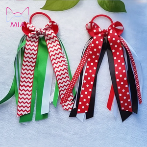 Imprimer Léopard à pois <span class=keywords><strong>chevron</strong></span> ruban enfants porte-queue de cheval cheveux arcs gland rubans Streamer queue de cheval cravates pour les filles - Product Image 1