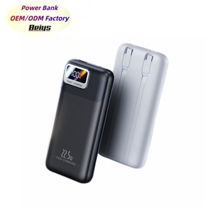 Nouvelle batterie externe OEM/<span class=keywords><strong>DOM</strong></span> 10000 mAh avec revêtement antidérapant texturé, charge rapide PD 22,5 W, câble intégré à 2 fils, chargeur portable - Product Image 1