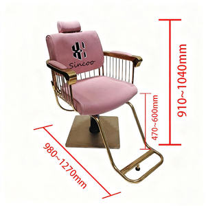 Fauteuil de barbier pliable hydraulique léger et durable en cuir synthétique rose pour salon de coiffure - Product Image 6
