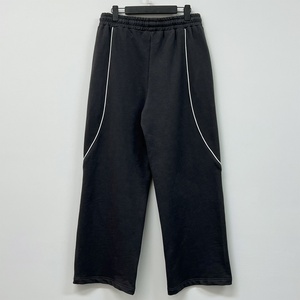 Pantalon de survêtement empilé 100 % coton de haute qualité, style streetwear, rayé, coupe droite, personnalisé, ample et évasé pour homme - Product Image 2