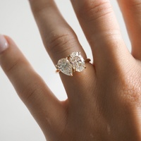 Bague de Fiançailles Toi et Moi en Argent 925 avec Moissanite VVS et Diamant de Laboratoire, Tailles Poire, Émeraude, Cœur, Princesse, Double Pierre et Pierre de Naissance