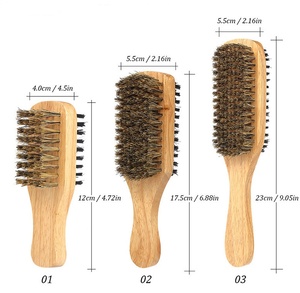 3 Kích Thước Tùy Chọn Người Đàn Ông Của Râu Làm Sạch Tạo Kiểu Tóc Lược Hai Mặt Bằng Gỗ Xử Lý Boar Lông Bàn Chải Râu - Product Image 1