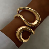 KISSWIFE Grand Bracelet Manchette Géométrique Punk en Alliage de Zinc Évidé pour Femme, Bijou Tendance