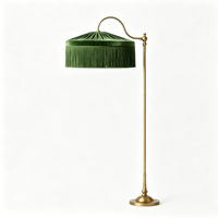 Lampe sur pied en velours à pompons de style vintage français, lampe de designer pour showroom, lampe sur pied pour salon d'hôtel, chambre à coucher