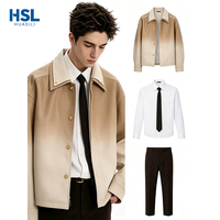 Nouvelles arrivées OEM : Veste en PU pour homme, élégante, dégradée, tendance, coupe-vent et imperméable, avec logo frontal, idéale pour les occasions décontractées