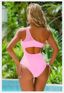 Maillot de bain personnalisé à gros seins pour femmes Fabricants de maillots de bain pour femmes Trajes De Bano Completo 20's Monokini sexy à une épaule - Product Image 3