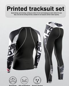 クロスボーダー特製サマーライトスーツ メンズ 長袖 速乾性 通気性 スポーツウェア 2 in 1 ホームフィットネス 欧米風 - Product Image 2