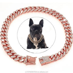 Collier pour chien de luxe tactique en métal avec chaîne lourde à maillons cubains et diamants artificiels brillants pour Pitbull et Bouledogue, personnalisable - Product Image 6