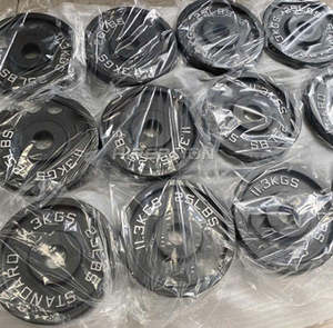 Pelat Beban Kompetisi Besi Cor Hitam Kustom 1.25kg 2.5kg 20kg 25kg Pelat Bumper Barbell dengan Logo ODM/OEM - Product Image 3