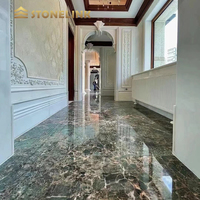 Décoration de villa dalle verte amazonite naturelle polie de luxe mur de pierre granit turquoise rétroéclairé marbre vert amazonite