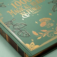 Cahier de notes vintage à couverture rigide Feuille d'or Herbes magiques Design A5 Pages pointillées Journal de croquis premium avec bords dorés