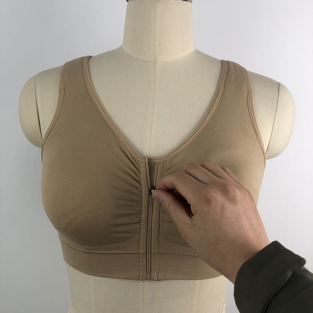 Women's Zip up Front Closure Sports Bra Seamless Wirefree Comfortable Supportive Post Surgery Zipper Padded Workout Gym Yoga Bra
