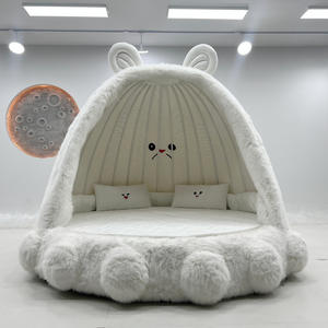 Modernes Umwandelbares Vollgröße-Samtbett Komfortables Kinderbett Niedliches Tierdesign für Kleine Mädchen Monster-Thema Baumhaus - Product Image 2