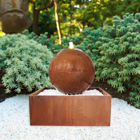 Ronde en acier Corten extérieur sphère jardin cascade fontaines eau caractéristique maison cour décorations