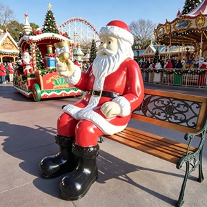 Figurine de Père Noël en résine, décoration de Noël, sculpture artistique peinte à la main pour la maison, le jardin, l'affichage commercial - Product Image 2