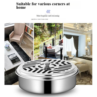 Support pour spirales anti-moustiques en métal, brûleur d'encens coupe-vent avec couvercle, porte-encens rond ignifuge pour la maison et l'extérieur
