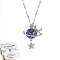 Bijoux à la mode étoile lune espace univers planète pendentif collier pour femmes étoile lune Zircon collier ras du cou