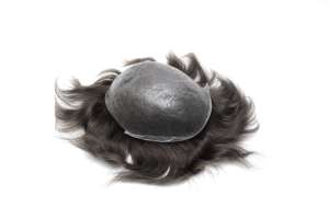 Wig pria lurus kelas kulit v-ring 0.06mm rambut manusia Remy Indian ikat tangan palsu prostesis kepadatan 100% ikat rambut - Product Image 4