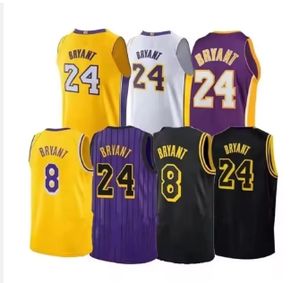 Maillots de basket-ball classiques cousus de haute qualité pour hommes, 24 <span class=keywords><strong>Bryant</strong></span> rétro, jaune or, violet, <span class=keywords><strong>noir</strong></span>, avec logo - Product Image 1