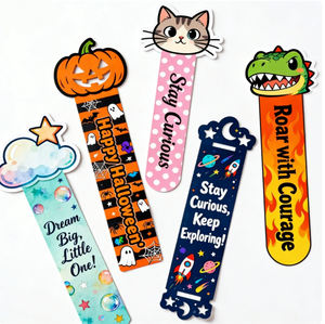 Etichette Adesive Fustellate Personalizzate per Carte, Segnalibri in Stile Cartone Animato per Bambini, Ideali per la Lettura - Product Image 1