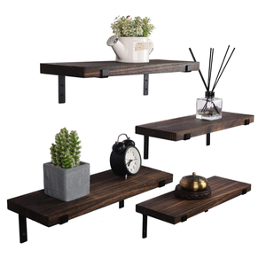 <span class=keywords><strong>Étagère</strong></span>s Flottantes de Rangement pour Décoration Murale en <span class=keywords><strong>Bois</strong></span> Rustique, Murales avec Supports Métalliques pour Chambre, Salon, Salle de Bain - Product Image 2