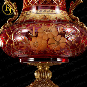 Dubai Thổ Nhĩ Kỳ Món Quà Hoàn Chỉnh Vàng Mô Hình Idishlar Chinni Posuda Glass Vase Rõ Ràng Pha Lê Flower Glass Lọ - Product Image 3