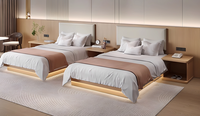 Ensemble de lit double en panneaux de bois écologiques sur mesure pour hôtels, chambres d'hôtes, design moderne, chambres d'hôtes standard, marque Gefan, 1 an