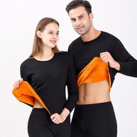 Ensemble de sous-vêtements thermiques en polaire orange à double couche, design personnalisé, taille 5XL 6XL