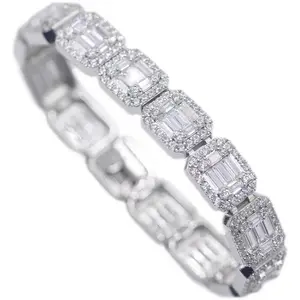 high-class handmade necklace&bracelet vvs baguette moissanite diamond 13mm sterling 925 silver cuban link chian