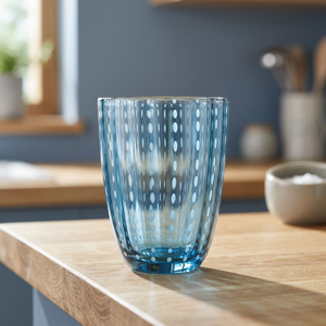 Bicchiere d'acqua Kalahari 300ml, design moderno a righe, trasparente, lavabile in lavastoviglie, bicchiere in vetro di alta qualità. - Product Image 3