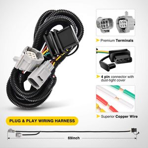 Kit de récepteur d'attelage de remorque Milight 2 pouces en acier allié thermolaqué pour Jeep Wrangler JK 4 portes 2007-2018 - Product Image 4
