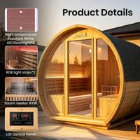 Sauna Ambohr US Stocks Outdoor Modern Ramah Lingkungan untuk 4-5 Orang 9KW, Sauna Tong Uap Basah dengan Pemanas Batu dan Lampu LED