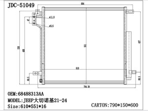 Condensatore AC Raffreddato ad Acqua JD 51049 68488313AA per <span class=keywords><strong>Grand</strong></span> <span class=keywords><strong>Cherokee</strong></span> 3.6L V6 2021-2024 - Product Image 4