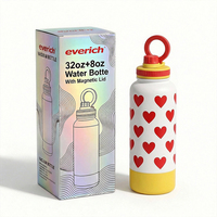 Botol Air Magsafe 32oz+8oz Trendy 2026, Botol Air Olahraga Gym Dinding Ganda Stainless Steel Dengan Tempat Ponsel Magnetik
