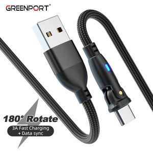 Новейший вращающийся на 180 градусов кабель type-c L-образный и прямой 2 в 1 телефонный кабель 3 А кабель для быстрой зарядки и передачи данных - Product Image 1