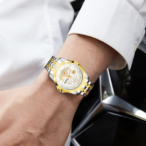 LIEBIG 1037, reloj de cuarzo para hombre, estilo Tough Guy, esfera hueca multifunción, resistente al agua, <span class=keywords><strong>dos</strong></span> tonos, reloj informal de negocios para hombre, regalo - Product Image 4