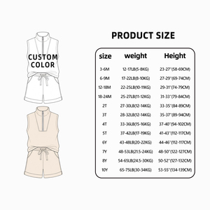 Ensemble de vêtements d'été pour filles, t-shirt et short, fermeture éclair, fabrication en usine propre, vêtements pour filles de haute qualité, personnalisables - Product Image 4