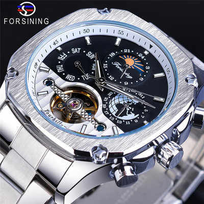 Top Brand New Forsining GMT1158 Fashion Good Quality Moonphase Touribillion Mens Watches Automatic Para Waterproof Watch 2025