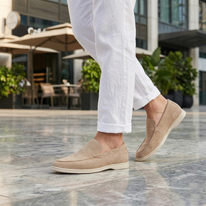 Mocassins Penny Loafers en <span class=keywords><strong>daim</strong></span> et cuir de vachette pour hommes, chaussures plates décontractées et confortables - Product Image 4