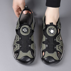 Men's Summer Mesh Casual <b>Sandals</b> Open Toe <b>Flat</b> Rubber Sole Breathable Rotating Buckle Outdoor Shoes - Product Image 3
