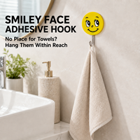 Crochets muraux autocollants en plastique avec visage souriant, sans perçage, robustes, décoratifs, pour enfants, pour salle de bain