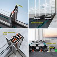 Porta deslizante de alumínio contemporânea com isolamento térmico exterior para residências com moldura ultra fina