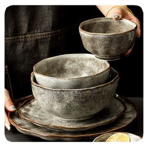 Bol à riz rétro de style <span class=keywords><strong>japonais</strong></span> Assiette à dîner en céramique Vaisselle unique Plat à salade Vente en gros Grand bol à soupe <span class=keywords><strong>Ramen</strong></span> - Product Image 1