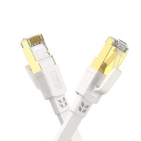 Blanco SFTP chapado en oro RJ45 40Gbps 2000Mhz Patch Cord Flat Cat8 Ethernet Cable para MÓDEM/ENRUTADOR/juegos