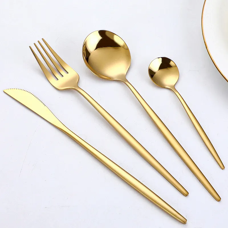 Nordic Portuguese Besteck Set Hochzeit Besteck Edelstahl Besteck Set Cubiertos Esslöffel und Gabel Set Gold Besteck